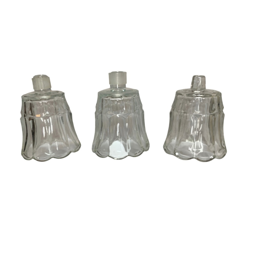 Vintage Clear Glass Scalloped Tulip Peg Votive Candle Holder Set of 3